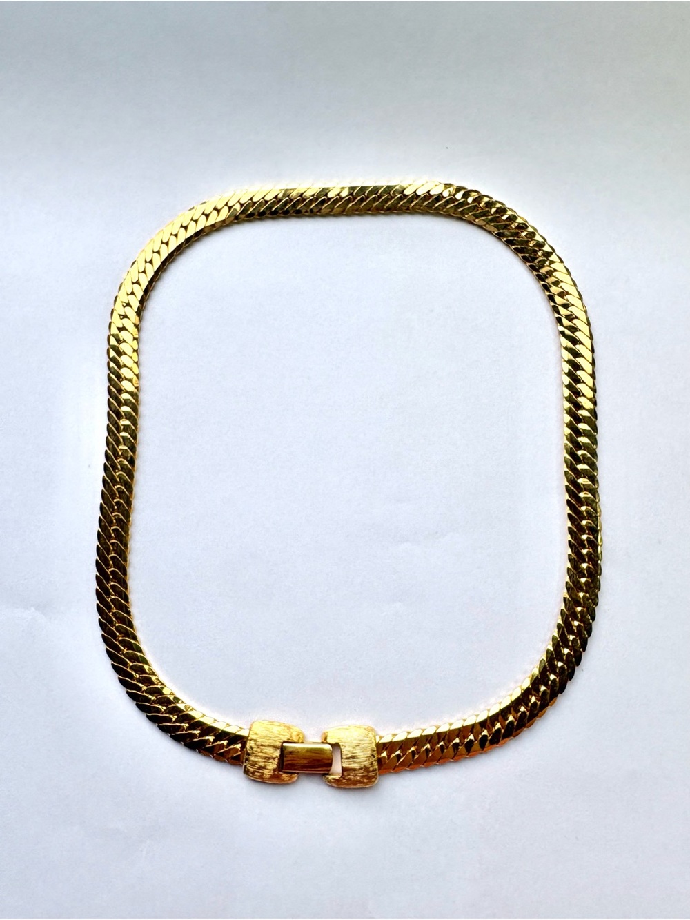 Vintage Gold-Tone Napier Flat Herringbone Chain Necklace